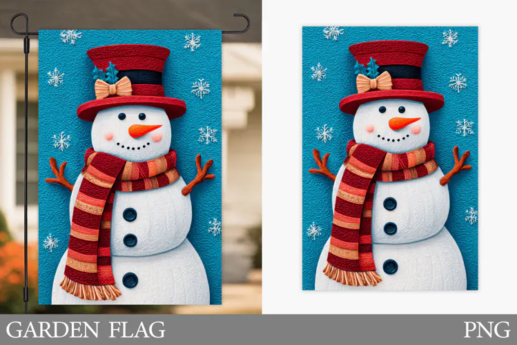 Snowman Garden Flag. Christmas Garden Flag Design