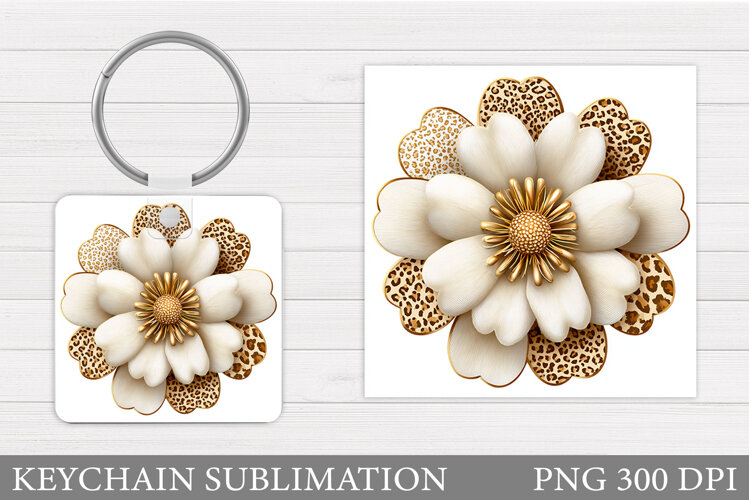 Flowers Keychain Sublimation. Floral Keychain Design example image 1