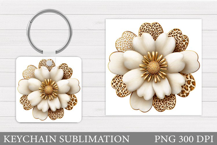 Flowers Keychain Sublimation. Floral Keychain Design