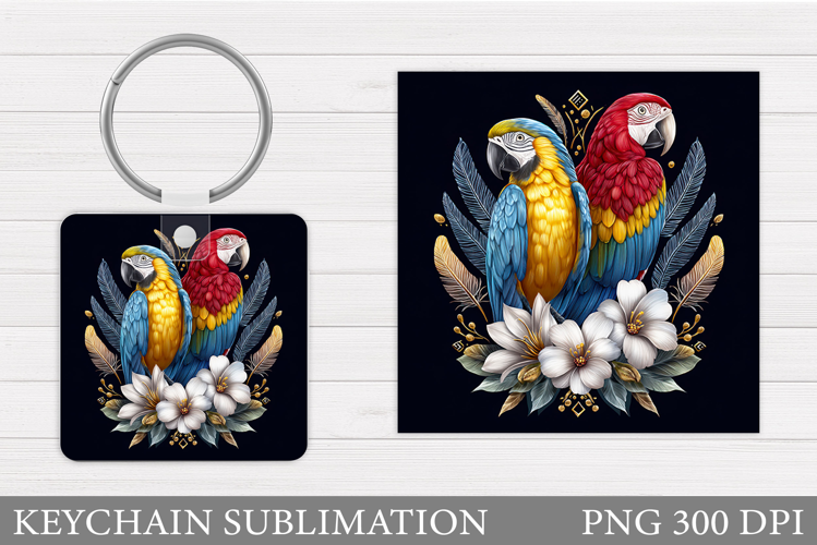 Parrots Keychain Sublimation. Parrots Sublimation