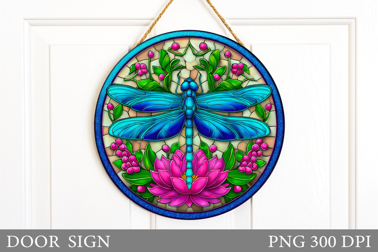 Dragonfly Door Sign Sublimation. Flowers Door Sign Design