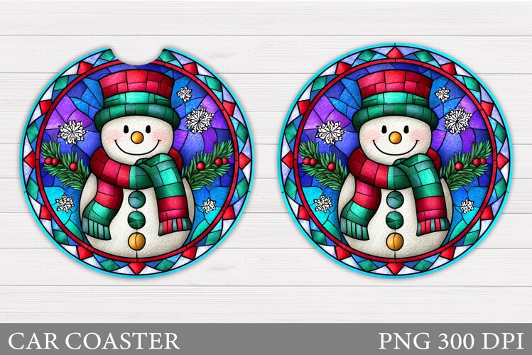 Cute Snowman Car Coaster. Christmas Car Coaster Sublimation example image 1