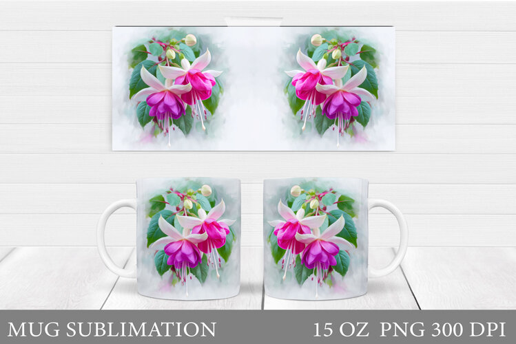Flowers Mug Sublimation. Floral Mug Wrap Design example image 1