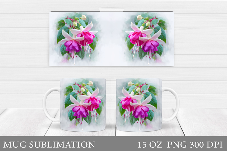 Flowers Mug Sublimation. Floral Mug Wrap Design