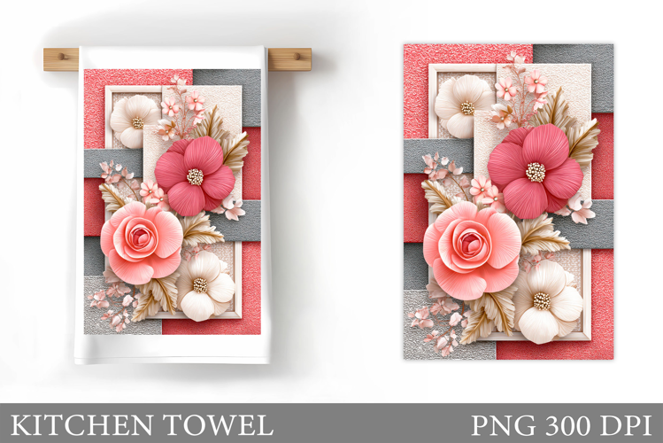 Flower Kitchen Towel. Floral Kitchen Towel Sublimation