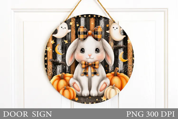Fall Bunny Door Sign Sublimation. Fall Door Sign Design