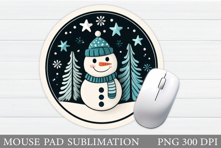 Snowman Mouse Pad Sublimation. Christmas Mouse Pad example image 1