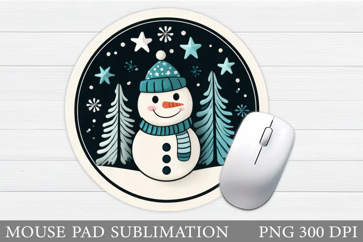 Snowman Mouse Pad Sublimation. Christmas Mouse Pad
