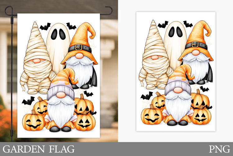 Halloween Gnome Garden Flag. Halloween Gnome Sublimation