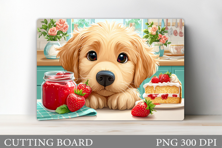 Cute Dog Strawberry Cutting Board. Dog Cutting Board Design
