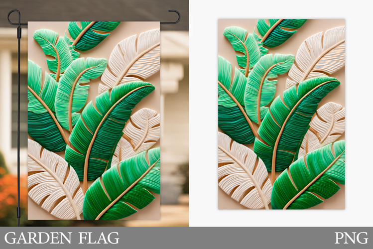 Tropical Garden Flag Design. Tropical Leaves Garden Flag