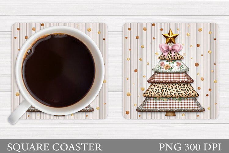 Christmas Tree Coaster Design. Christmas Coaster Sublimation example image 1