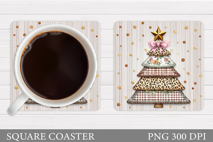 Christmas Tree Coaster Design. Christmas Coaster Sublimation