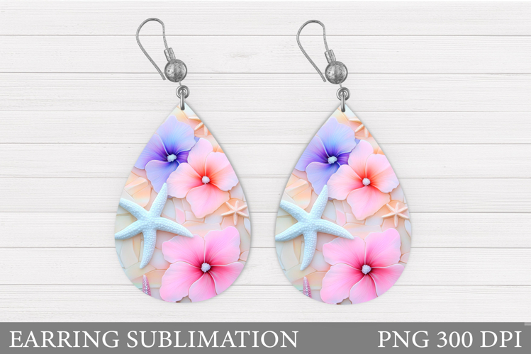 Flowers Earring Sublimation. Flowers Teardrop Earring
