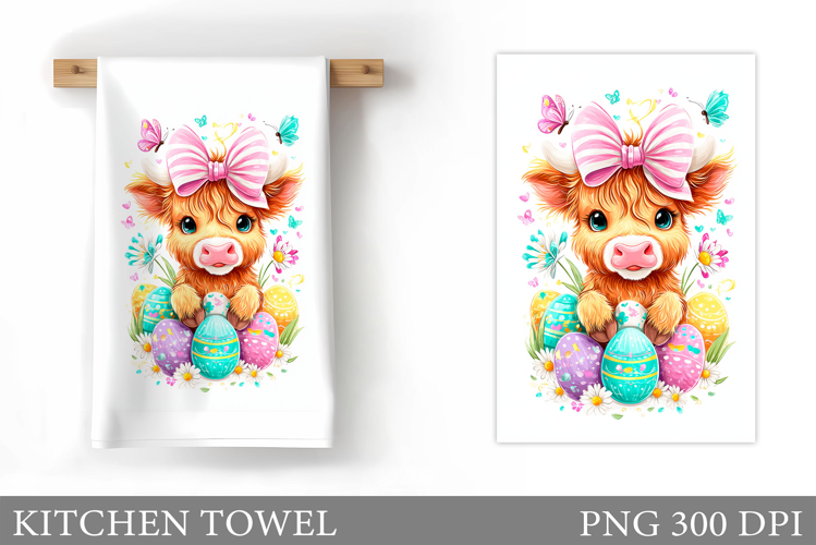 Easter Cow Kitchen Towel. Easter Kitchen Towel Sublimation
