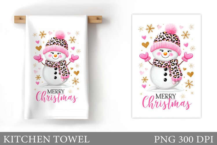 Cute Snowman Kitchen Towel. Christmas Kitchen Towel Design example image 1