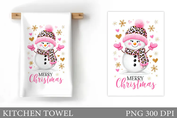 Cute Snowman Kitchen Towel. Christmas Kitchen Towel Design