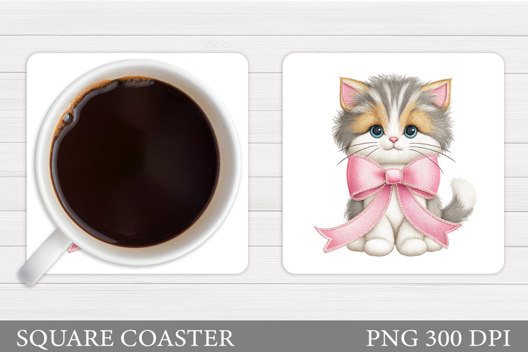 Cute Cat Coaster Design. Cute Cat Sublimation