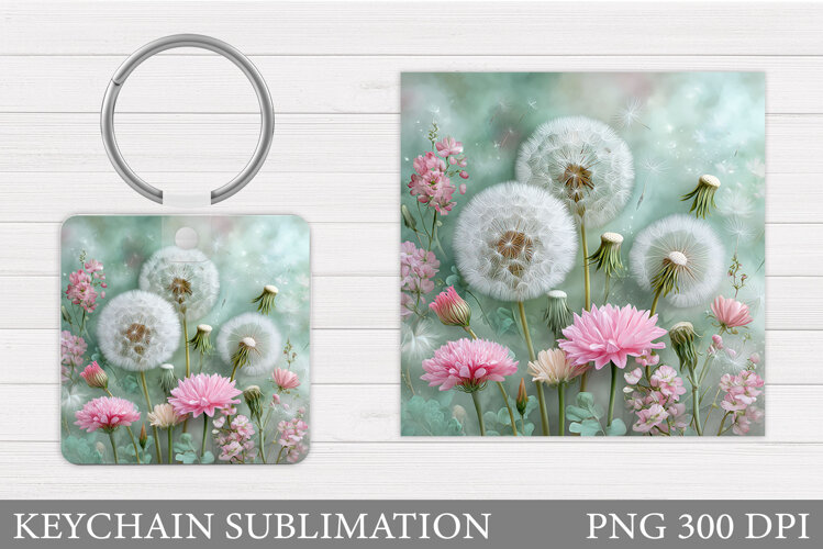 Flowers Keychain Design. Floral Keychain Sublimation example image 1