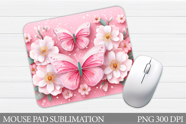Butterflies Mouse Pad Sublimation. Flowers Mouse Pad Design