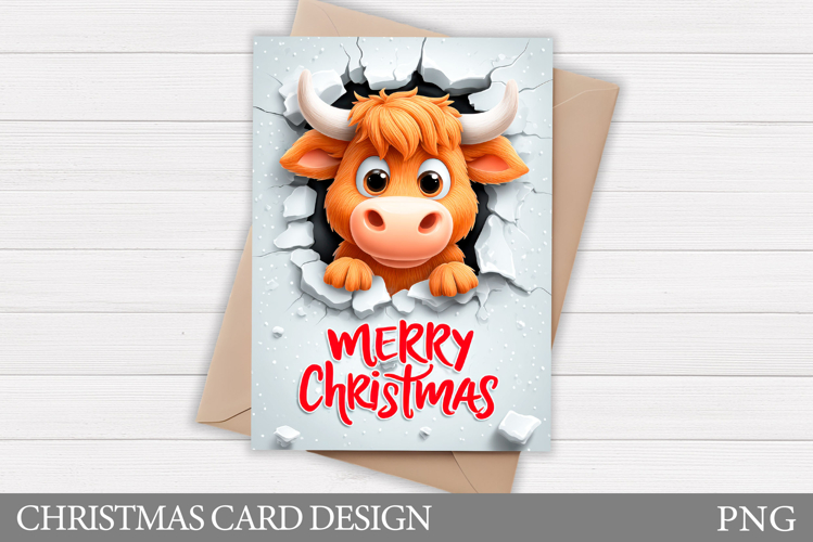 Christmas Cow Card Printable. Christmas Card Design