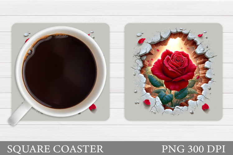 Roses Coaster Sublimation. Flowers Coaster Design