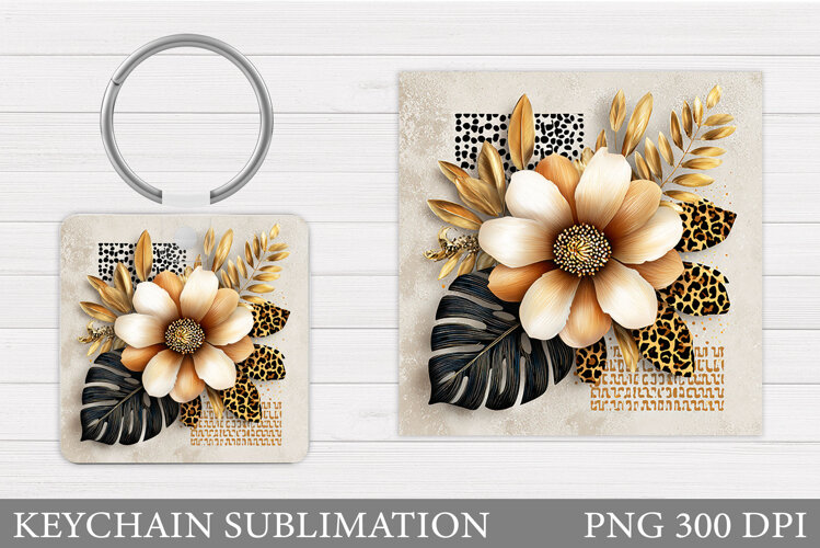 Flowers Keychain Design. Floral Keychain Sublimation example image 1