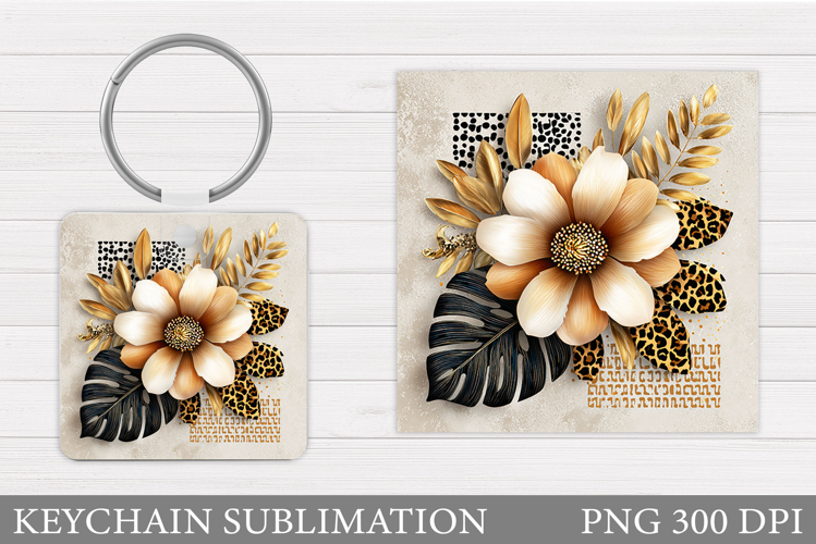 Flowers Keychain Design. Floral Keychain Sublimation