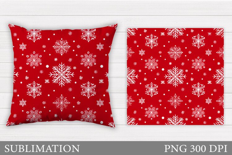 Christmas Pillow Sublimation. Snowflakes Pillow Design example image 1