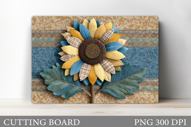 Patchwork Sunflower Cutting Board. Flowers Kitchen Cutting