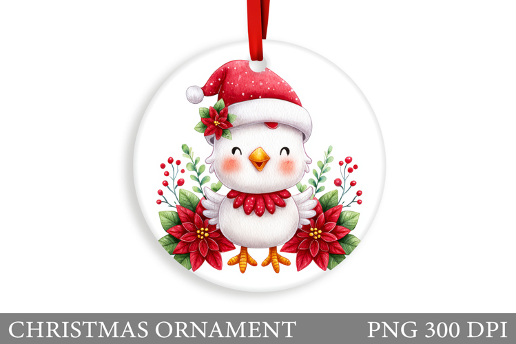 Cute Chicken Christmas Ornament. Christmas Sublimation