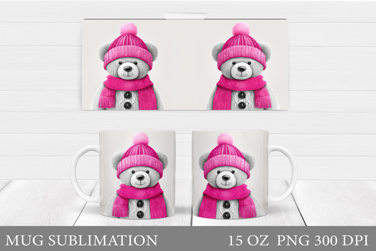 Cute Bear Mug Design. Christmas Mug Sublimation