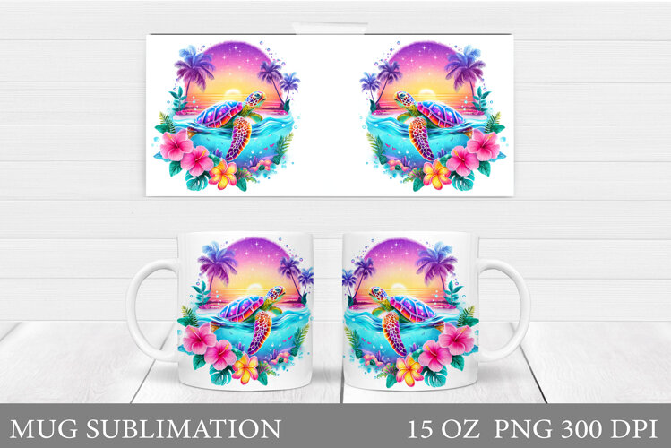 Turtle Mug Sublimation. Sea Turtle Mug Design example image 1