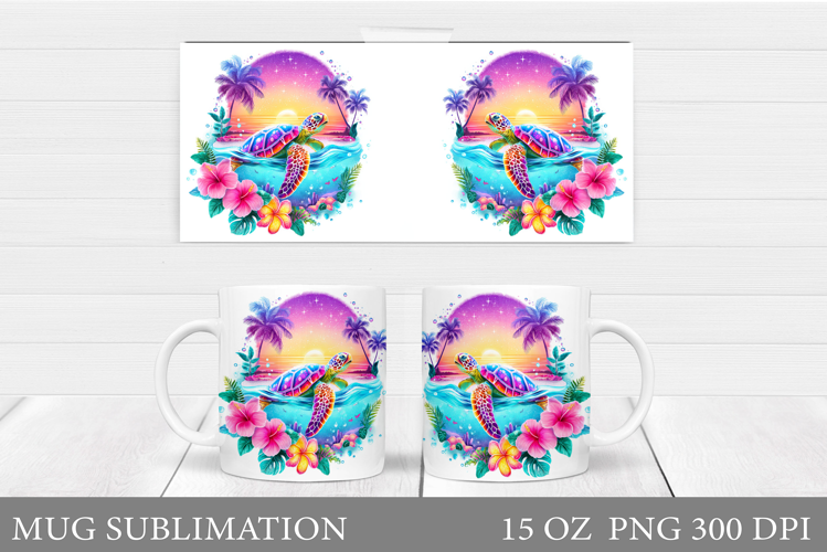Turtle Mug Sublimation. Sea Turtle Mug Design