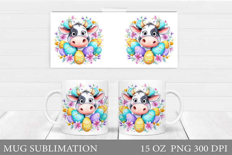 Easter Cow Mug Sublimation. Easter Mug Design