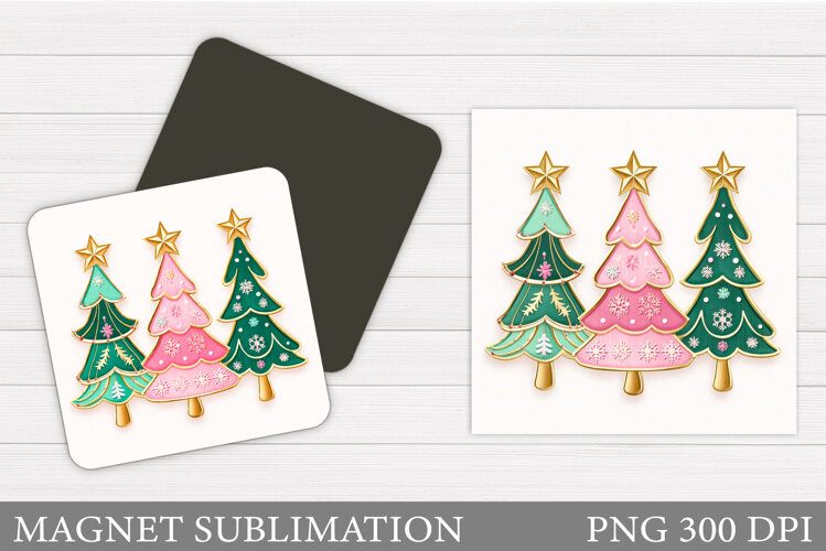 Christmas Tree Magnet Design. Christmas Magnet Sublimation example image 1
