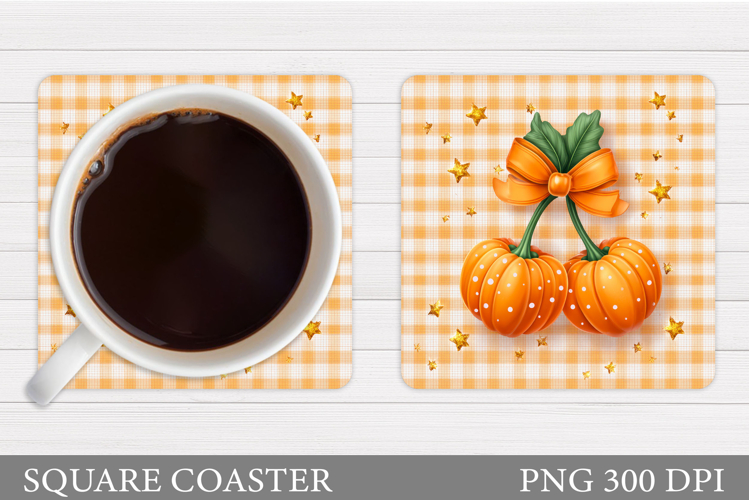 Cherry Pumpkin Coaster. Halloween Coaster Sublimation