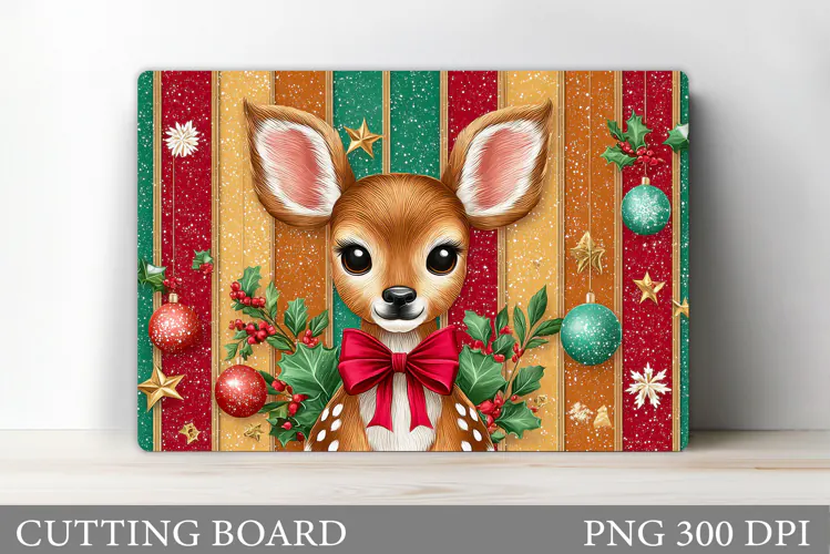 Cute Deer Cutting Board. Deer Flowers Cutting Board Design