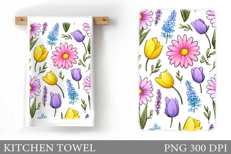 Flowers Kitchen Towel. Floral Kitchen Towel Sublimation