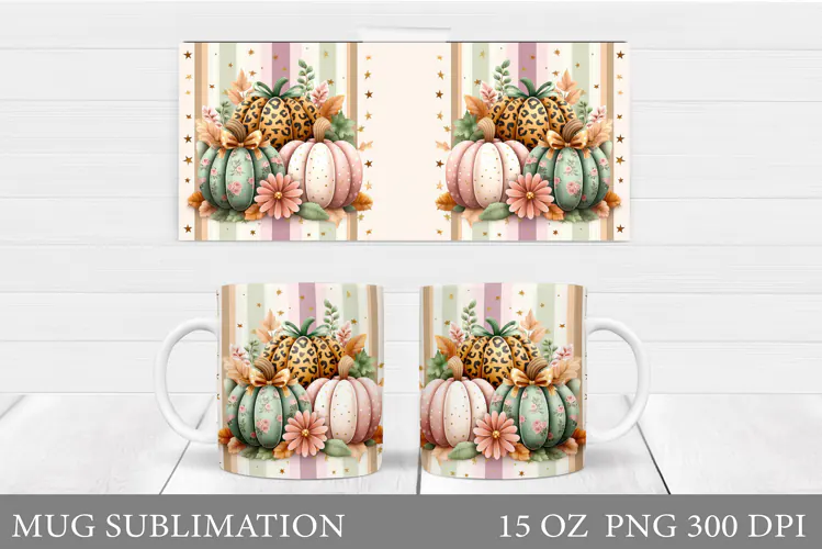 Fall Pumpkin Mug Design. Fall Mug Sublimation