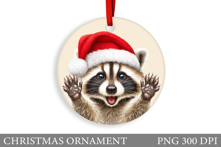 Cute Raccoon Christmas Ornament. Cute Raccoon Sublimation