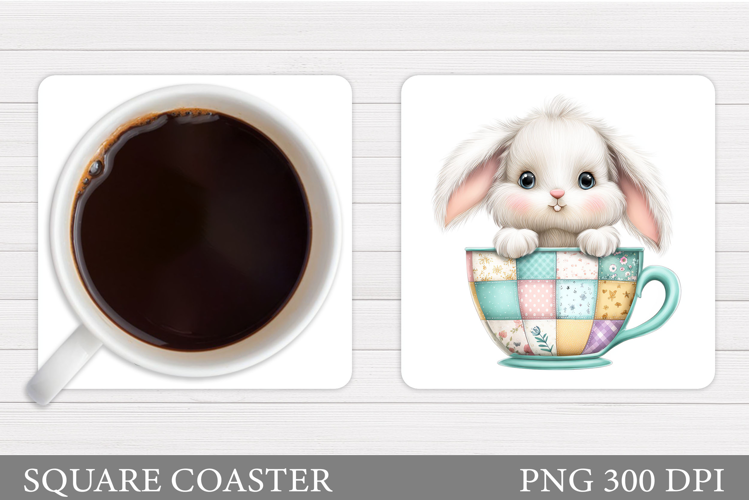 Cute Bunny Coaster Design. Spring Bunny Coaster Sublimation