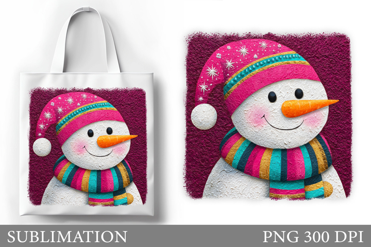 Snowman Tote Bag Sublimation. Christmas Tote Bag Design