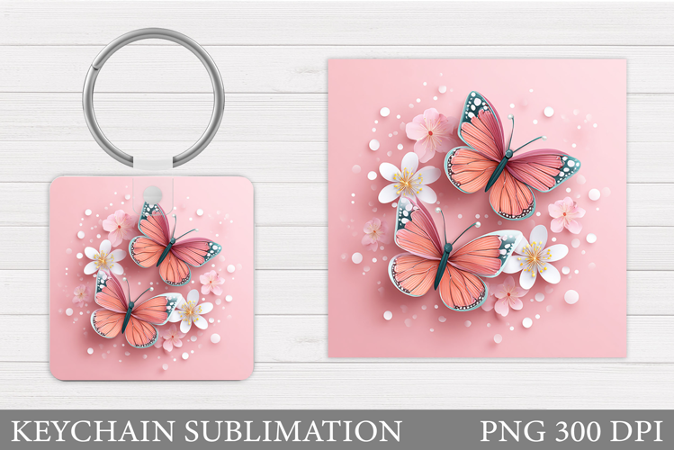 Butterflies Keychain Design. Butterfly Keychain Sublimation