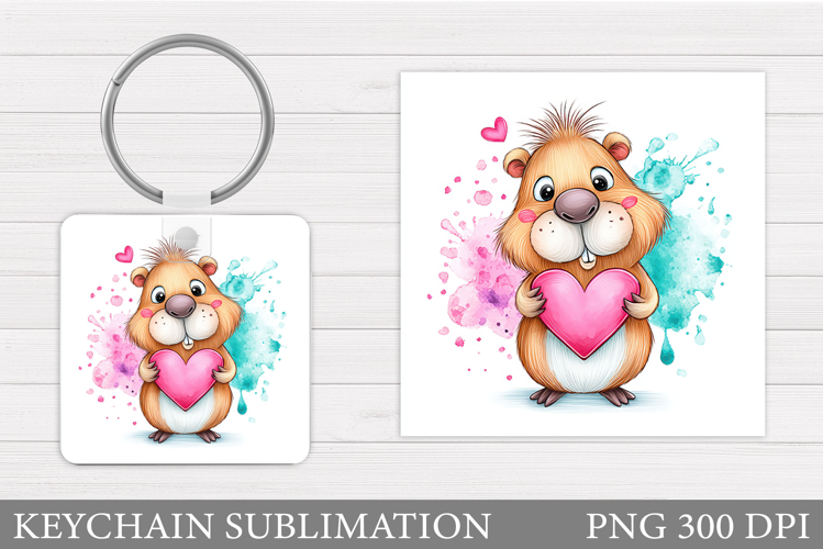Valentines Capybara Keychain. Valentines Keychain Design