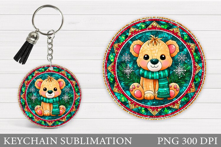 Cute Lion Keychain Design. Christmas Keychain Sublimation example image 1