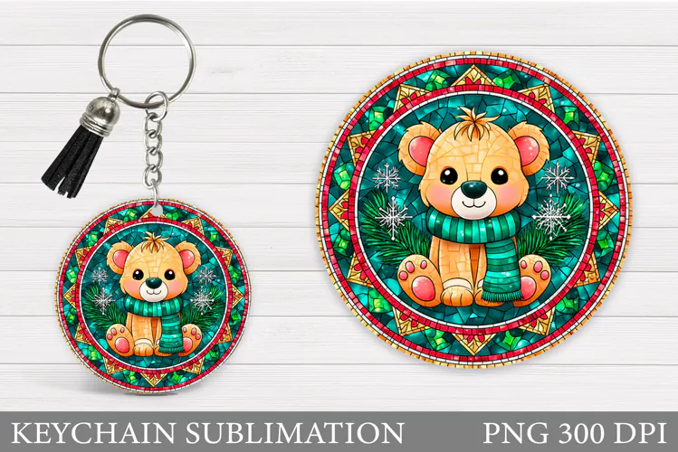 Cute Lion Keychain Design. Christmas Keychain Sublimation