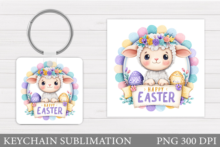 Easter Lamb Keychain Sublimation. Easter Keychain Design