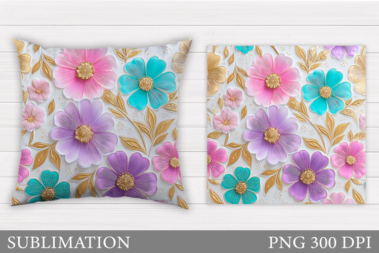 Flowers Pillow Design. Floral Pillow Sublimation