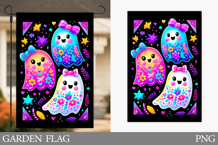 Cute Ghost Garden Flag. Halloween Garden Flag Design